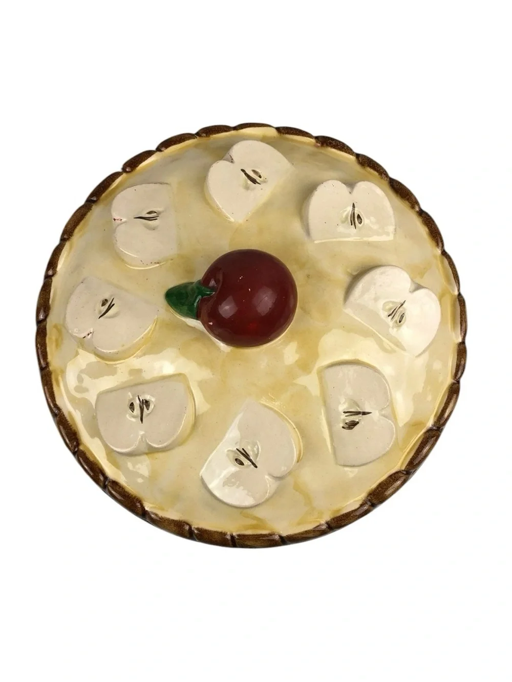 Vintage Over and Back Inc. Apple Pie Ceramic Dish & Cover Made in Portugal